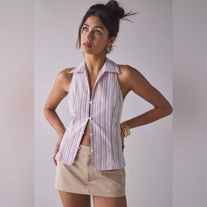 Urban Outfitters/ Party Girl Cotton-Blend Button Down Sleeveless Shirt NWT